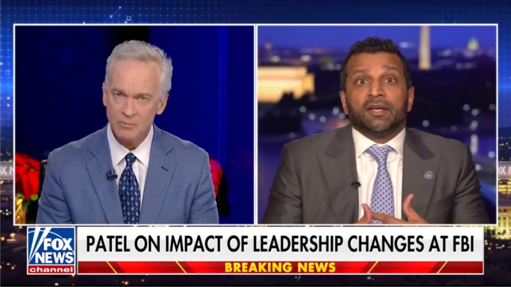 FBI Director Kash Patel appears on Fox News @ Nite on Dec. 4, 2025.