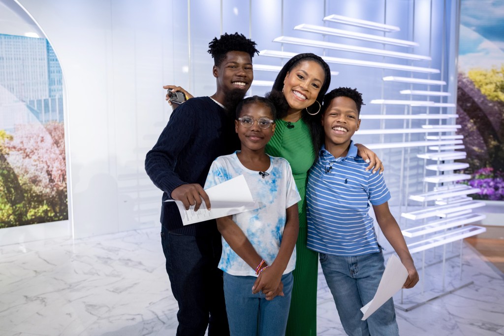 Sheinelle Jones with her children Kayin, Clara, and Uche on