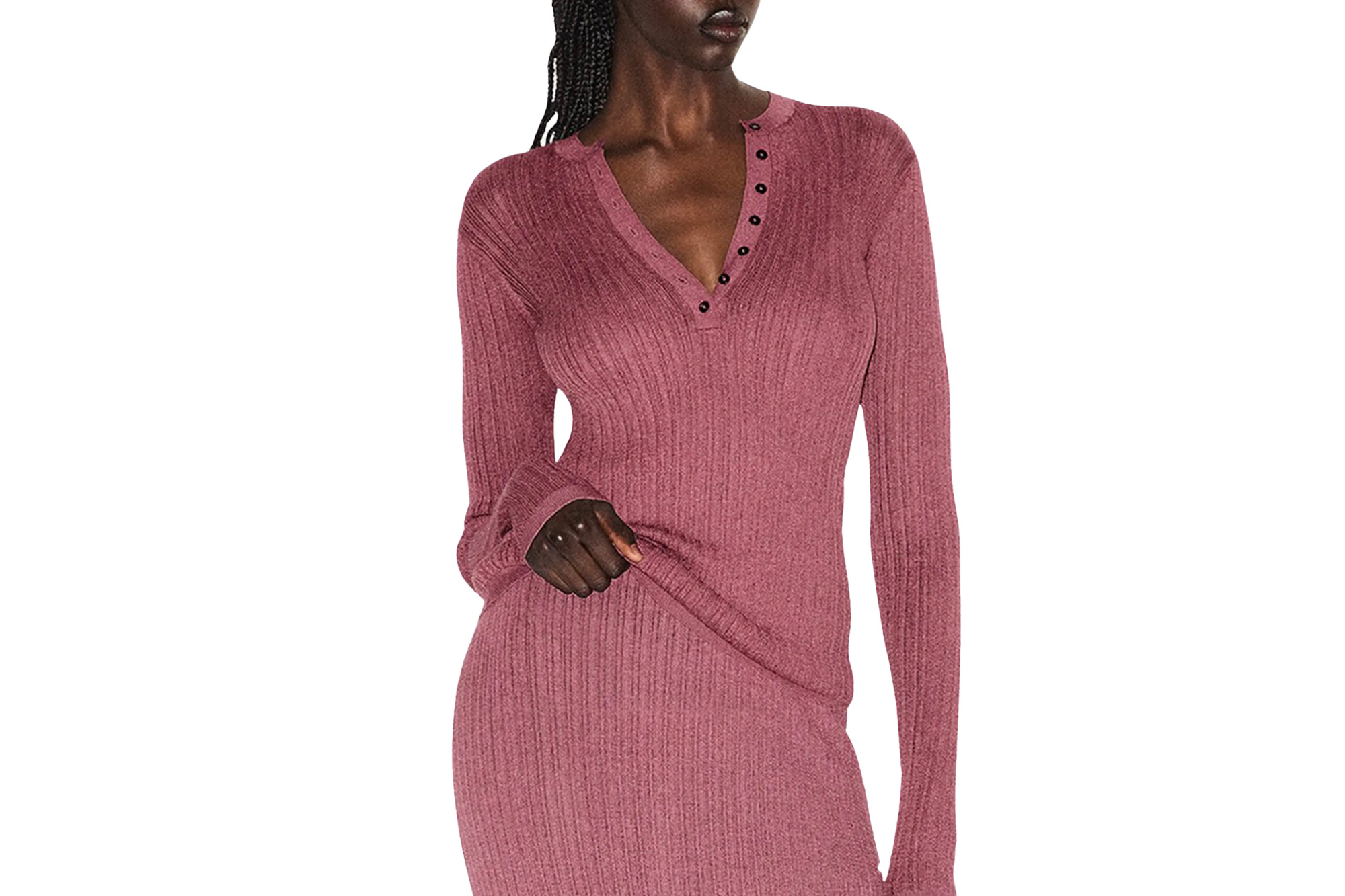 Skims Sheer Knit Long Sleeve Henley