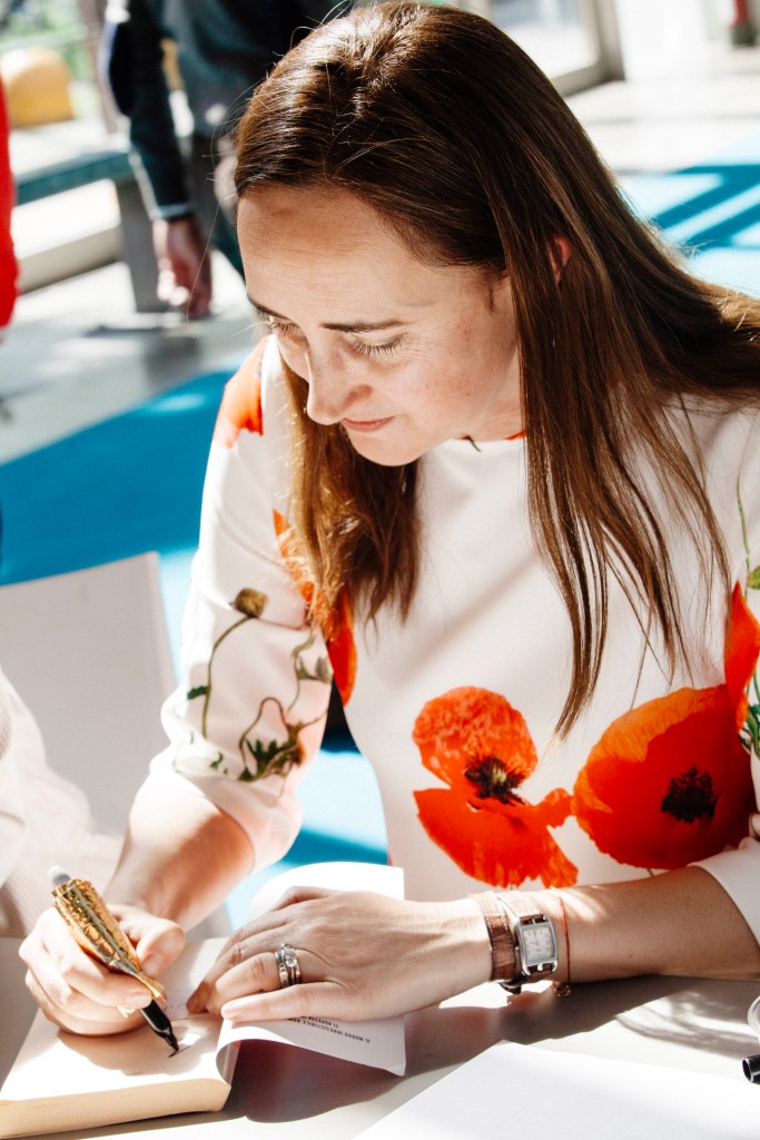 Sophie Kinsella signs copie of her books for fans at Tempo Di Libri Book Show on April 23, 2017 in Milan, Italy.