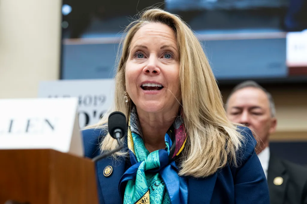 U.S. Representative Laura Gillen speaking at a hearing of the House Judiciary Committee.