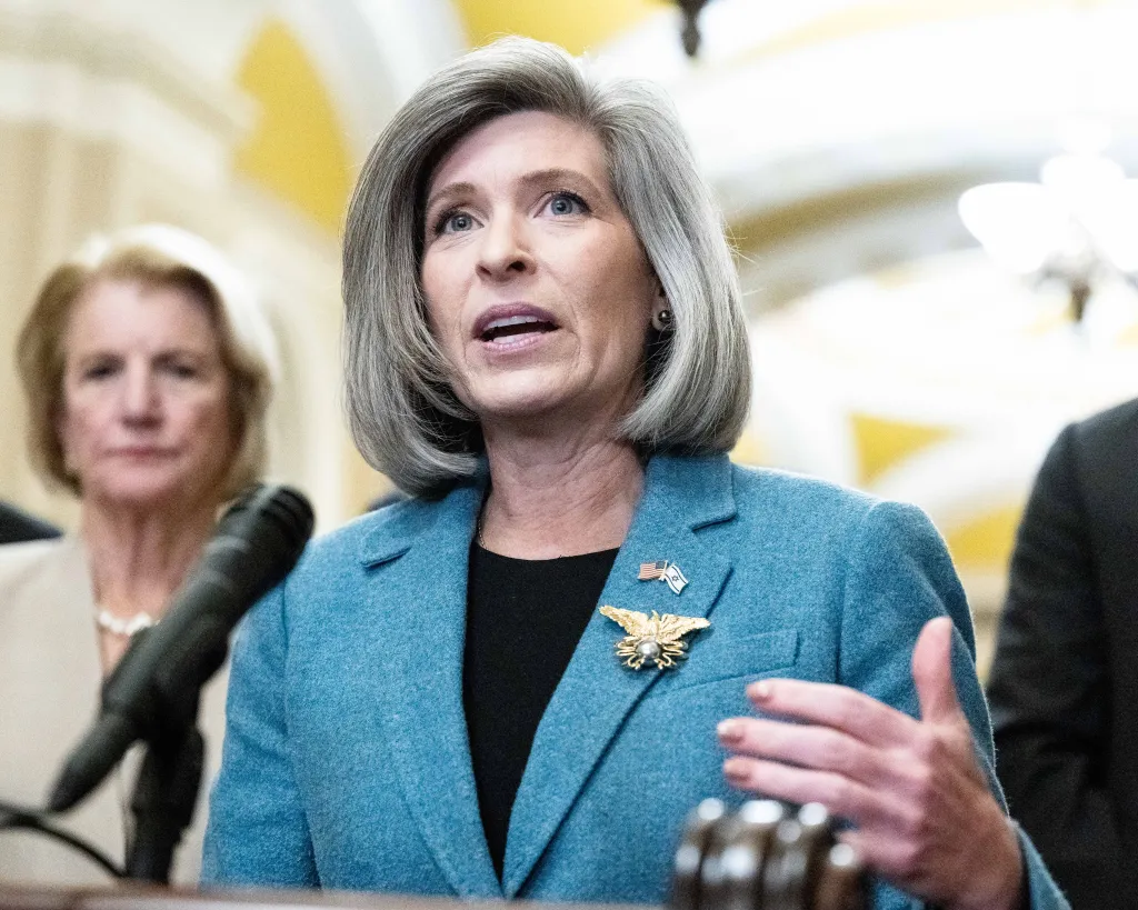 U.S. Senator Joni Ernst (R-IA) speaking at a press conference at the U.S. Capitol.
