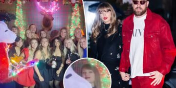 Eagle-eyed fans spot Taylor Swift in WAGs group shot at Chiefs Christmas party