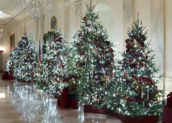 A pared-back White House Christmas — with a Trump LEGO portrait