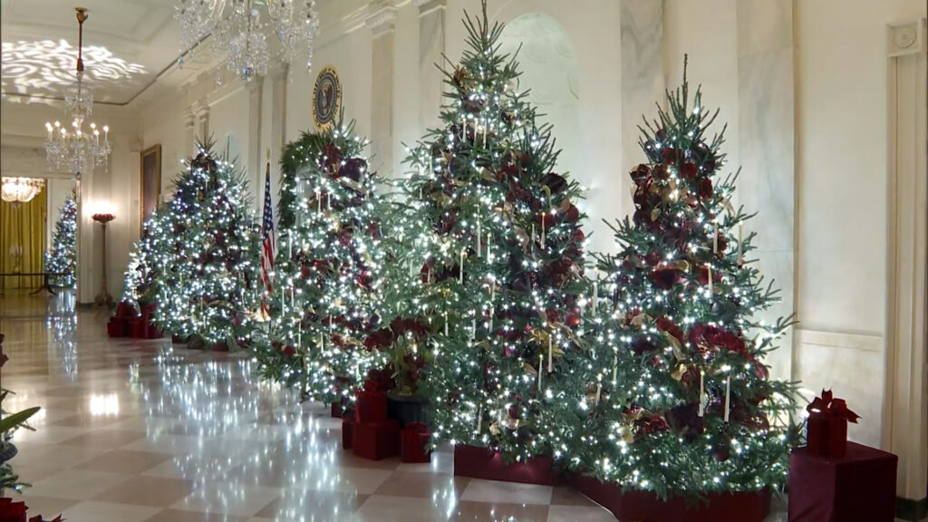 A pared-back White House Christmas — with a Trump LEGO portrait