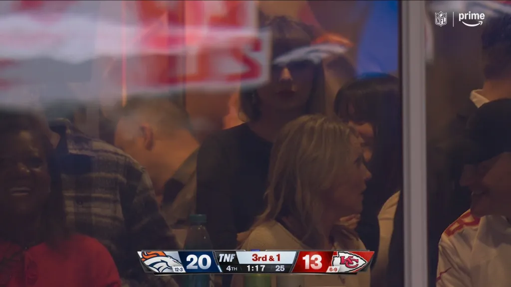 Taylor Swift in a suite at the Kansas City Chiefs game.