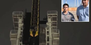 Roller coaster malfunction leaves two men trapped 130 feet above Texas park for nearly an hour