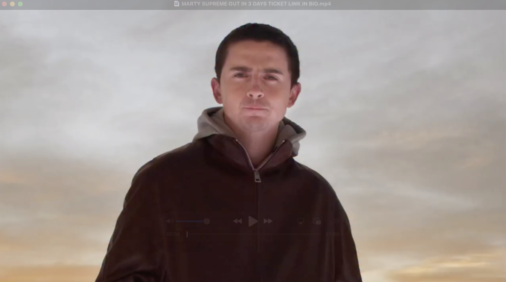 Timothee Chalamet standing atop the Las Vegas Sphere.