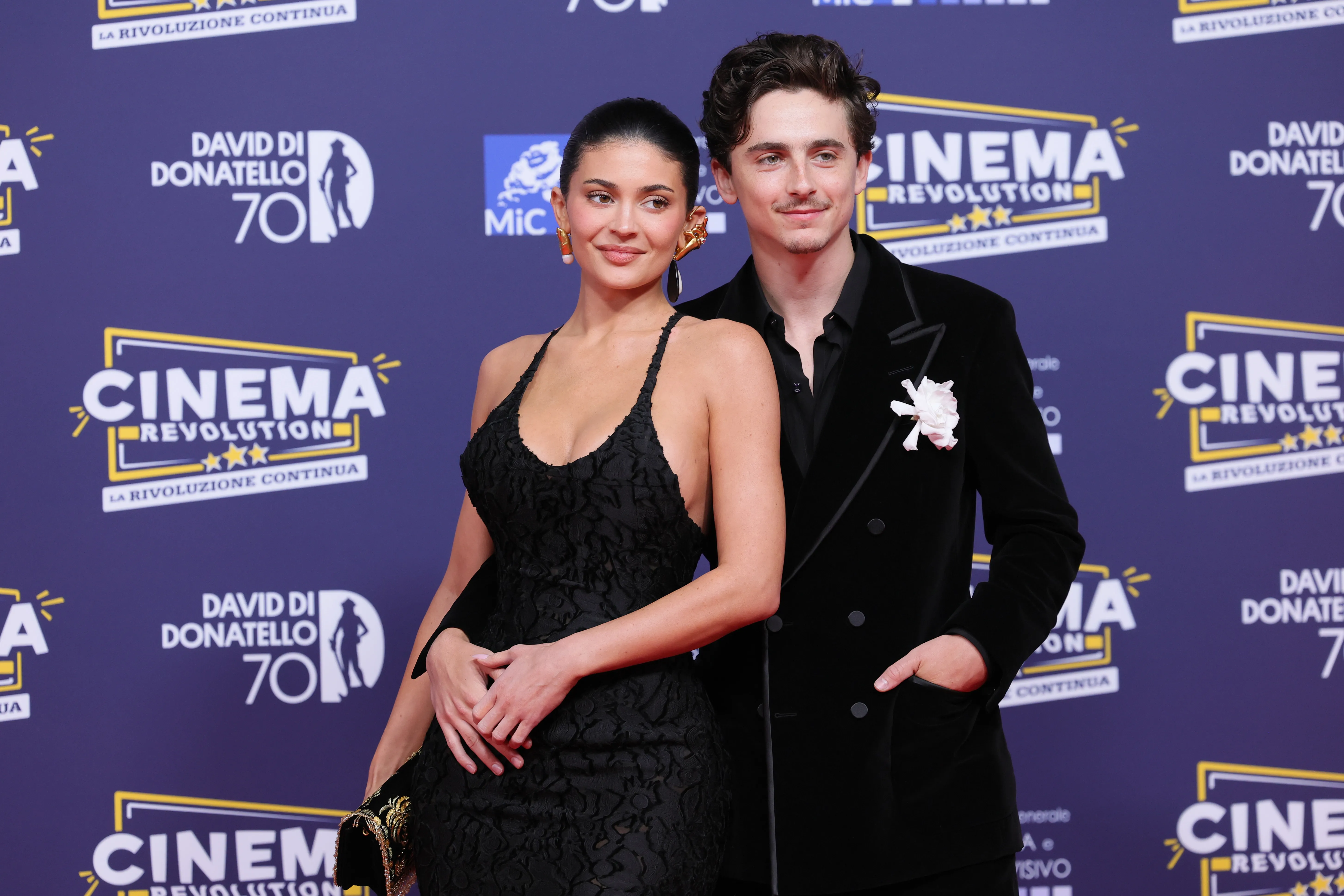 Timothée Chalamet and Kylie Jenner attend the 70th David Di Donatello awards.