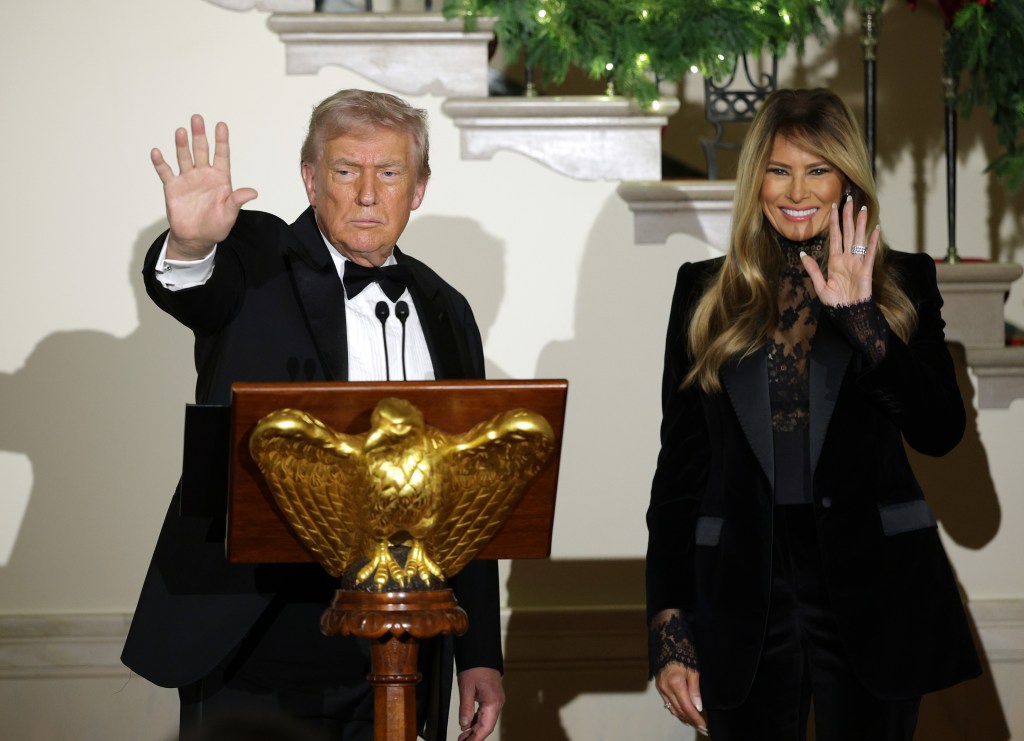 Melania Trump stood next to President Trump in front of government dignitaries in the Grand Foyer as she proudly boasted over the Take It Down Act as her