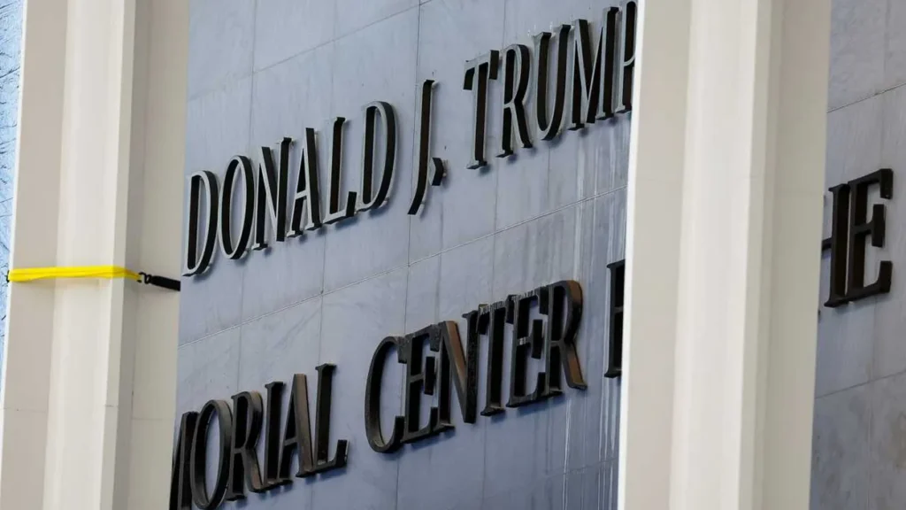 Trump’s name added to Kennedy Center building despite federal law against it