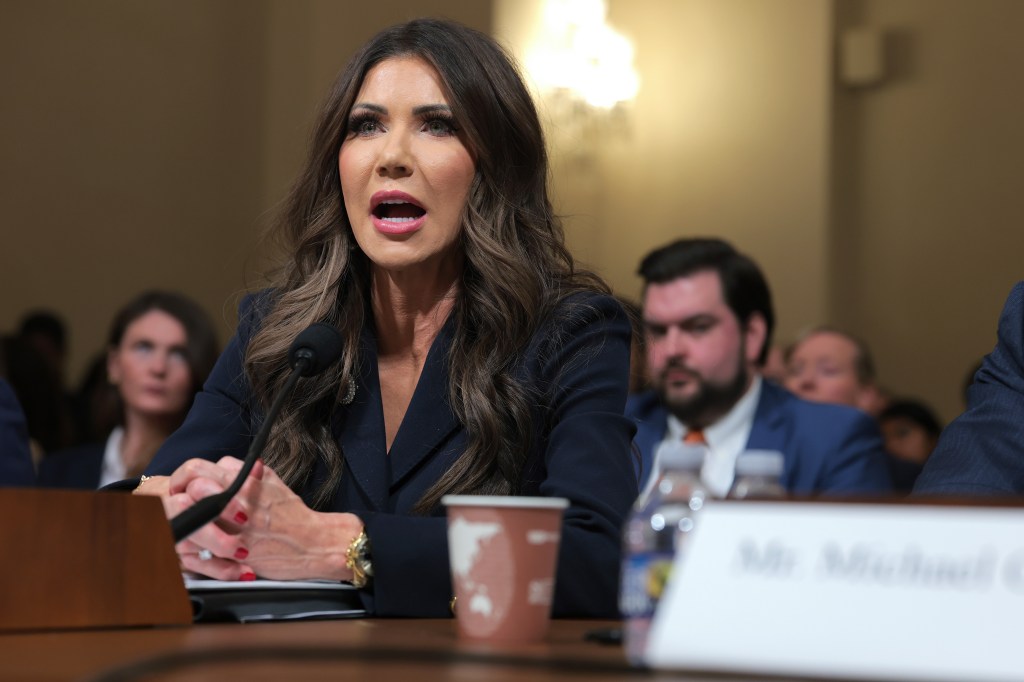 Kristi Noem testifying to the House Committee on Homeland Security.