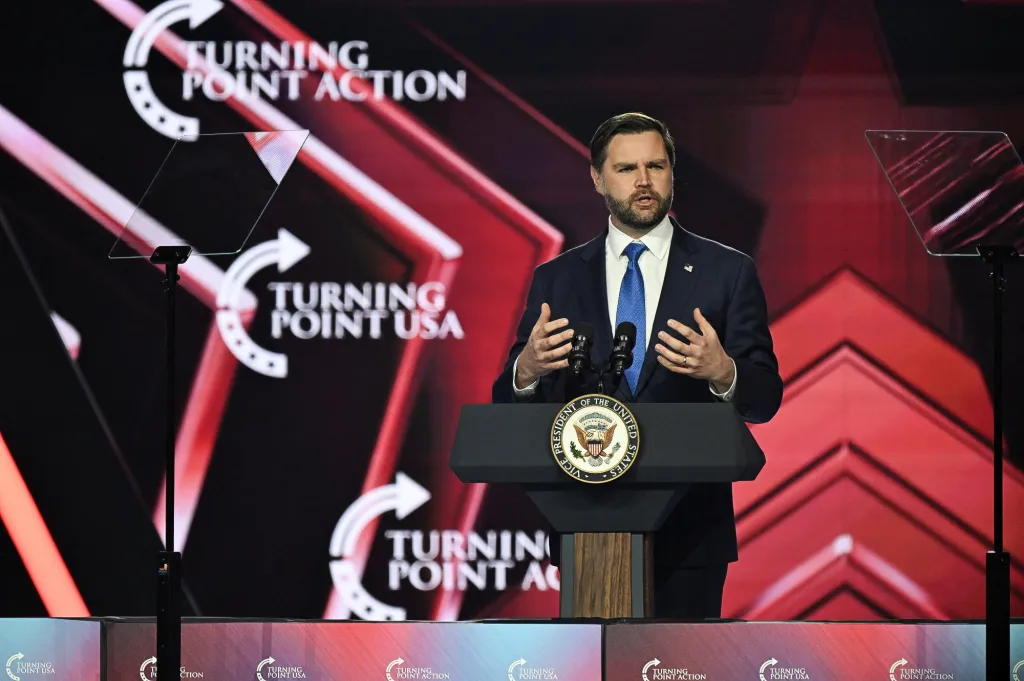 U.S. Vice President JD Vance speaking at AmericaFest.