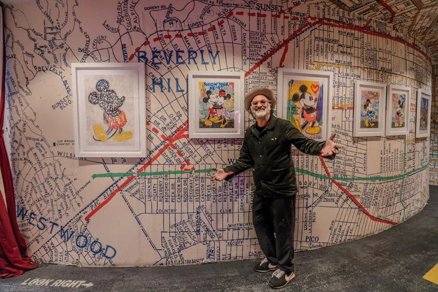 Artist Mr Brainwash at the opening of the Disney x Mr Brainwash exhibition. Source: Mr Brainwash