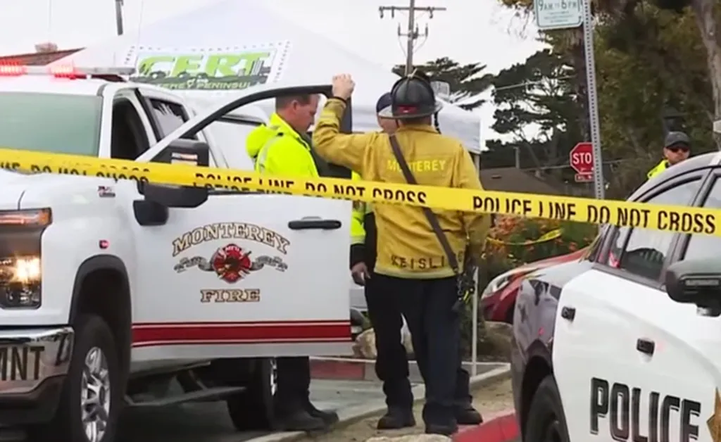 Police and fire vehicles blocked by 