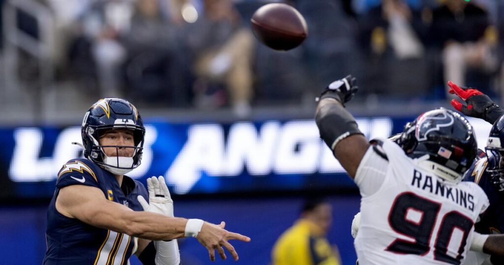 Chargers’ AFC West title hopes shattered in frustrating loss to Texans