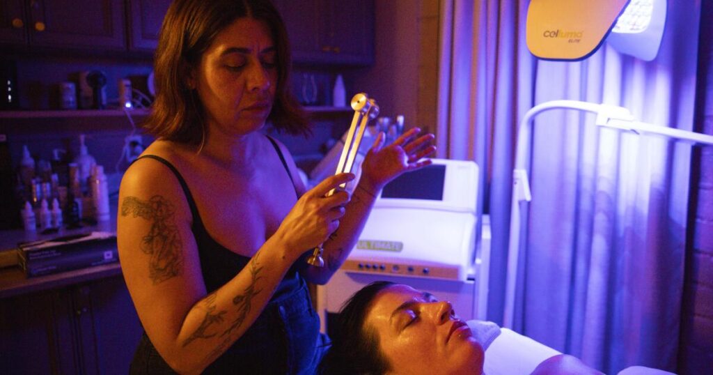 I tried the $430 tuning fork facial. Here’s how it went
