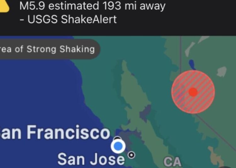 ShakeAlert sends false alarm about magnitude 5.9 earthquake in California, Nevada