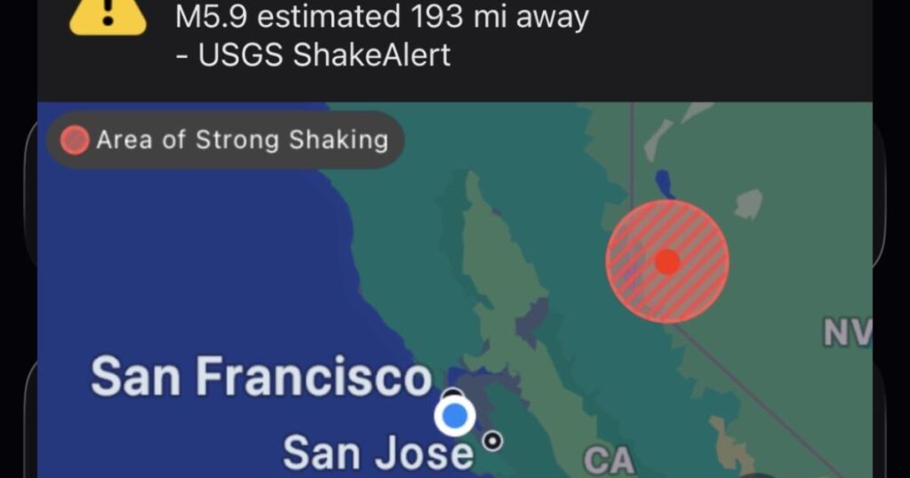 ShakeAlert sends false alarm about magnitude 5.9 earthquake in California, Nevada