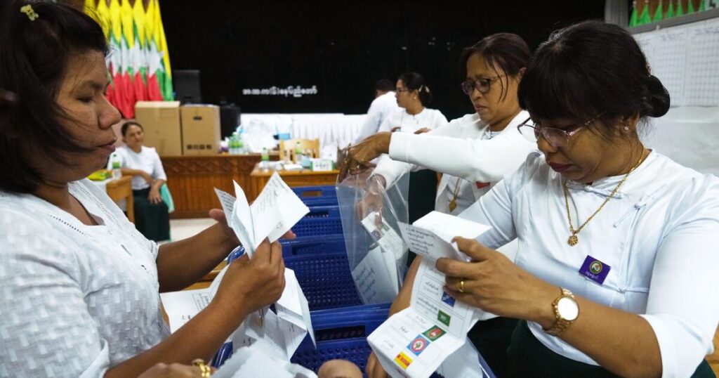 Myanmar holds first election since military seized power, but observers say the vote is a sham