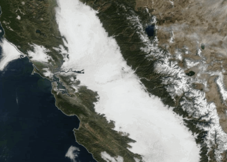 Before-and-after images from space: Tule fog smothers a huge swath of California