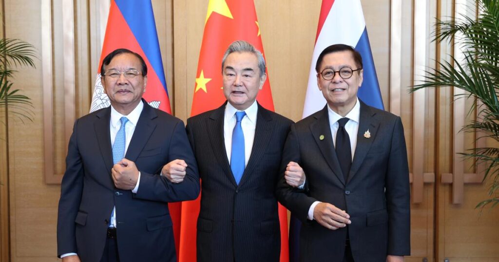 Top diplomats of China, Cambodia and Thailand meet as Beijing seeks a stronger role in dispute