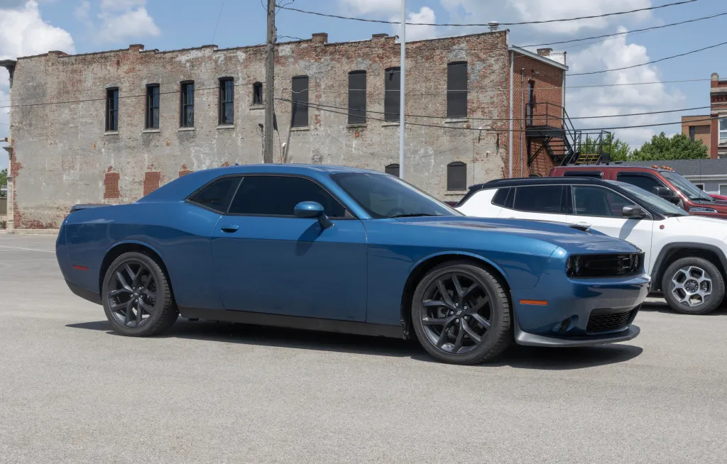 Used 2022 Dodge Challenger in blue.