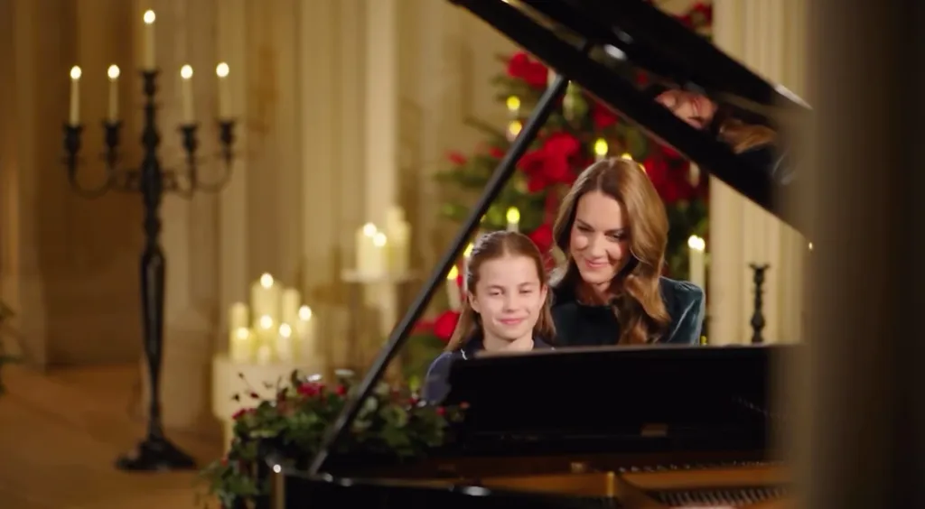Kate Middleton and Princess Charlotte playing a surprise piano duet.