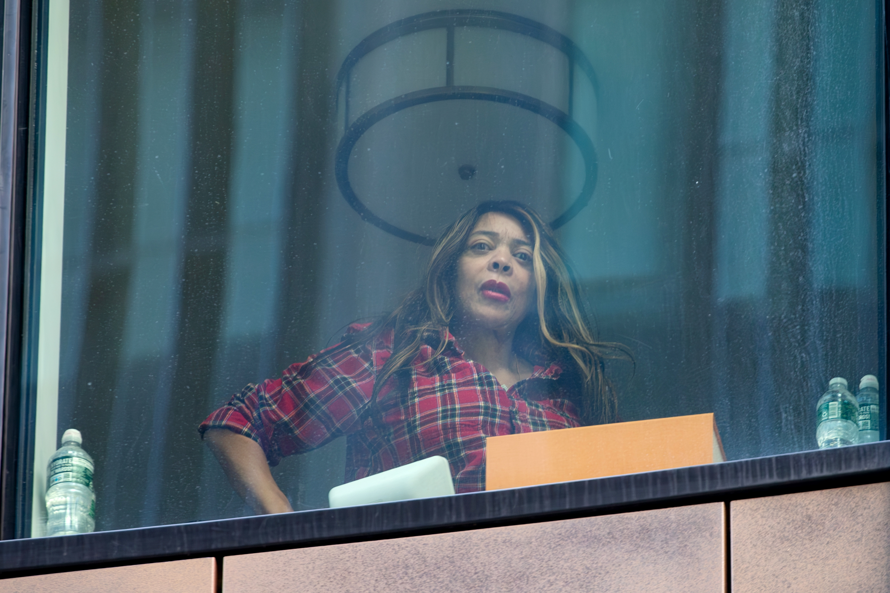 Wendy Williams looking out window.