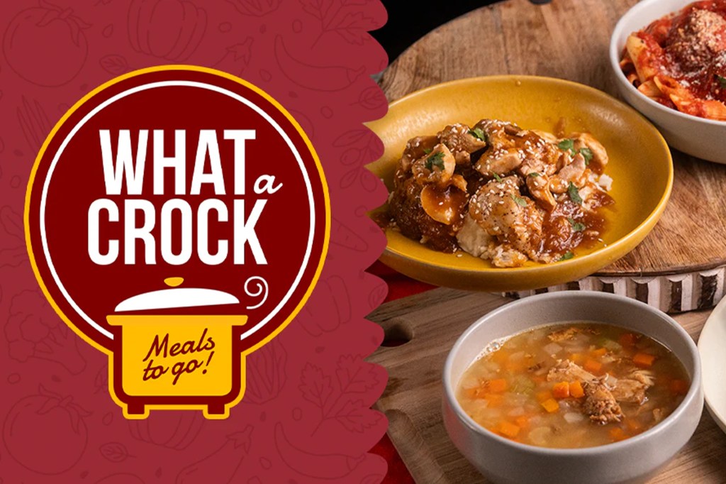 What a Crock meals to go! Illustration of three different meals.