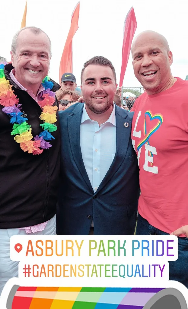 Christian Fuscarino with Phil Murphy and Cory Booker.