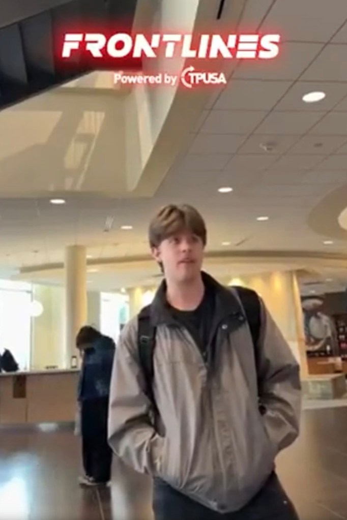 A student speaking about Charlie Kirk, with a