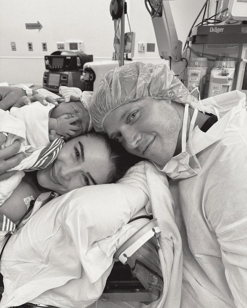 Olivia Culpo and Christian McCaffrey in the hospital with newborn daughter Colette