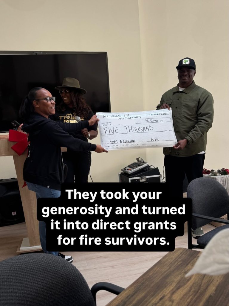 The $350,000 went to My Tribe Rise, an Altadena-based organization that has been assisting elderly, disabled and under-insured individuals to 