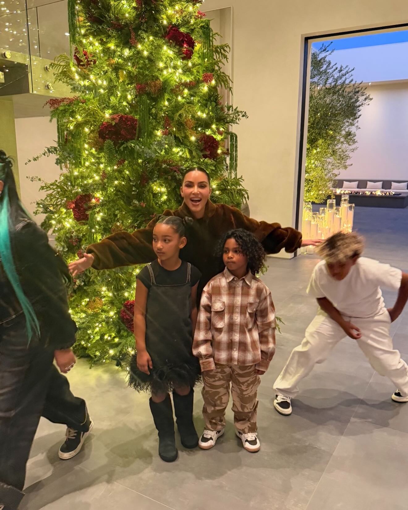 Kim Kardashian and her kids.