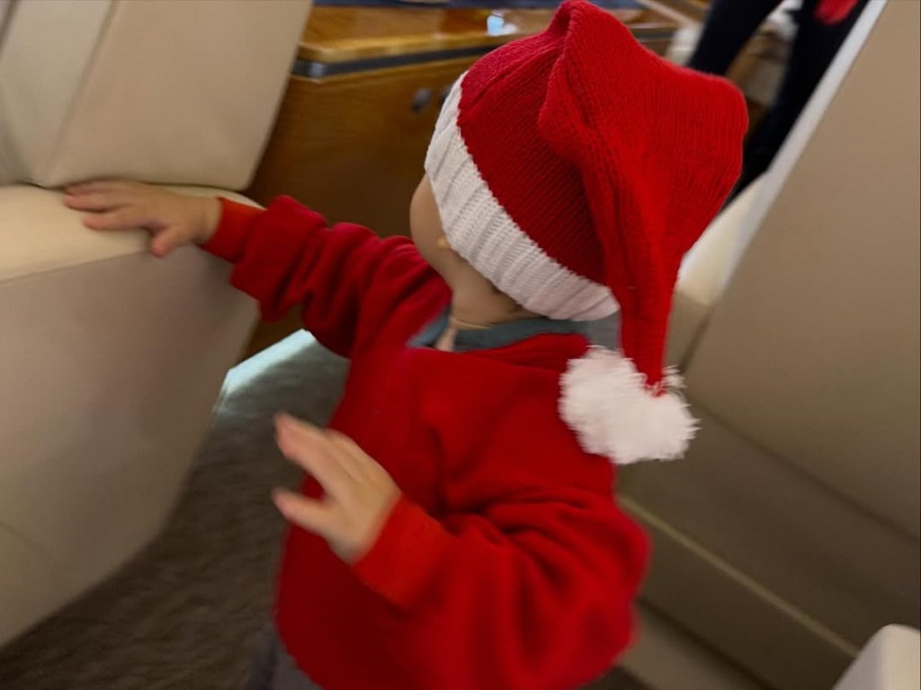 Justin Bieber's son dressed as Santa.