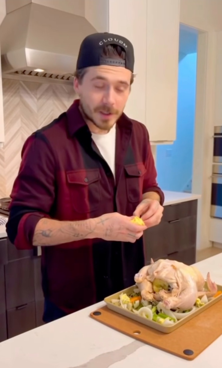 Brooklyn Beckham cooking.