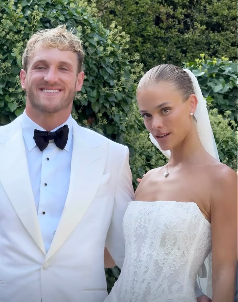 Logan Paul and Nina Agdal on their wedding day.