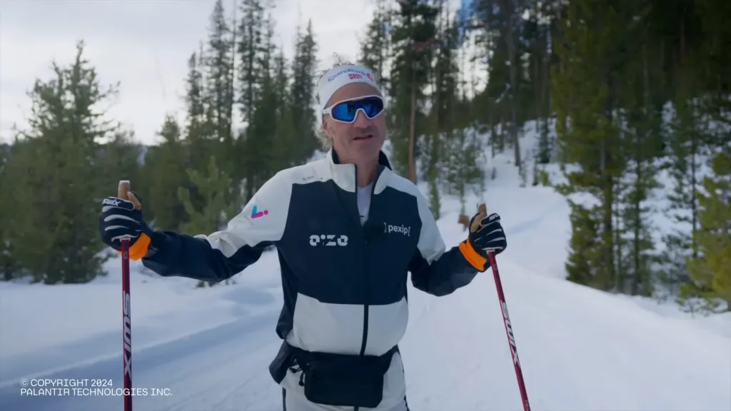 Palantir CEO Alex Karp cross-country skiing.