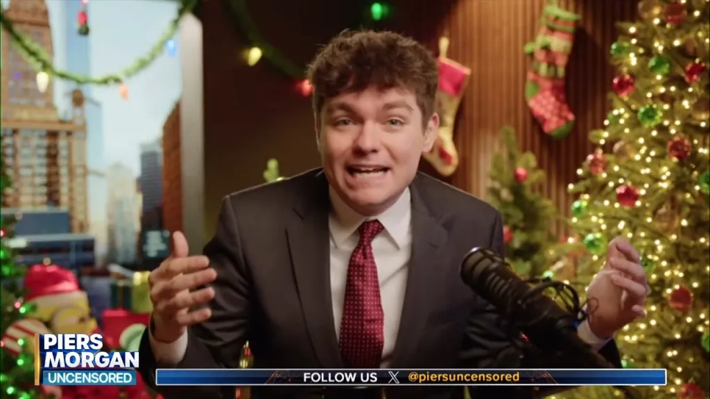Nick Fuentes speaking on Piers Morgan Uncensored.