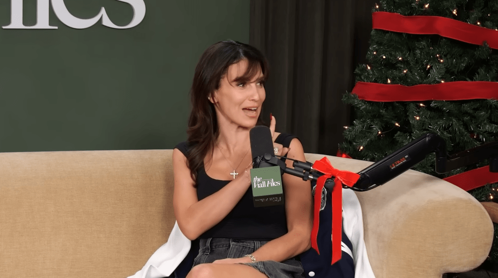 Hilaria Baldwin speaking into a microphone.