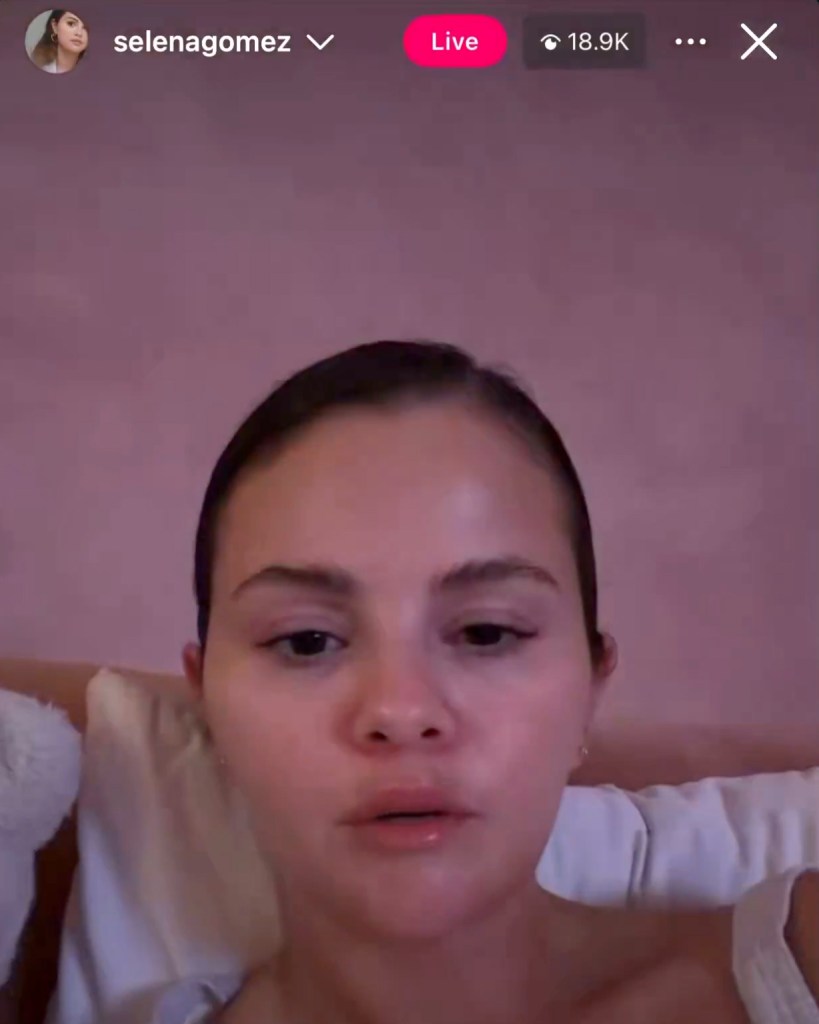Selena Gomez during an Instagram Live session.