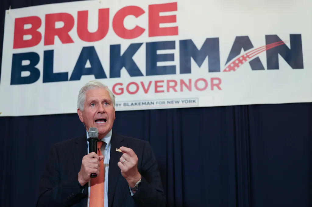 Nassau County Executive Bruce Blakeman speaking at the Republican Headquarters in Westbury, NY.