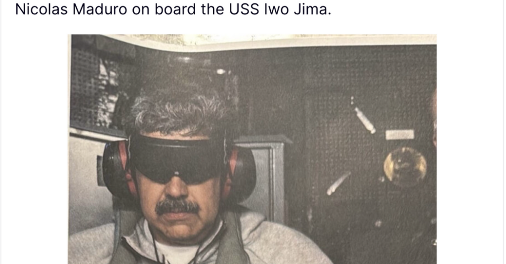 Trump Shares an Image of Maduro Blindfolded and Handcuffed