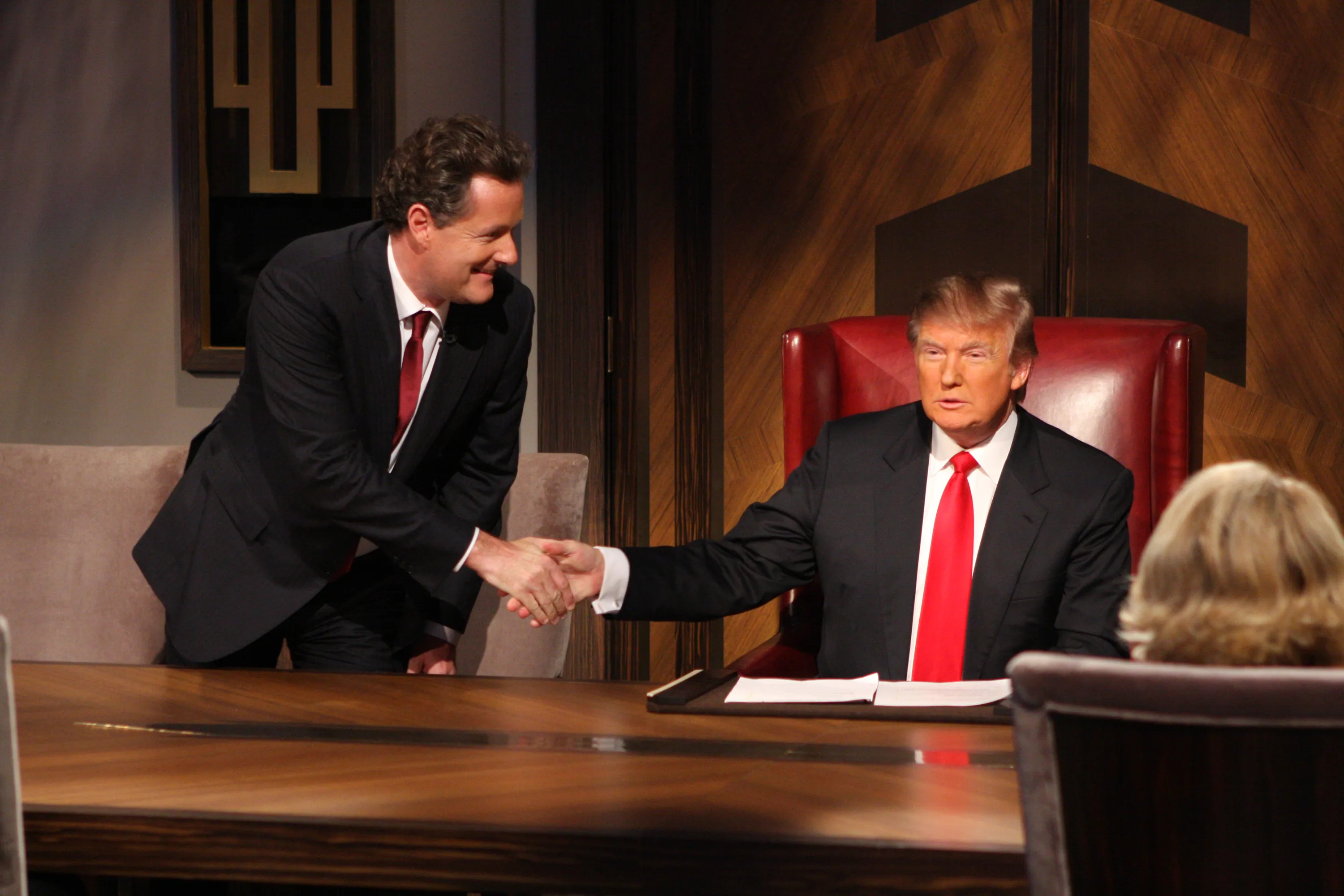 Piers Morgan and President Trump shaking hands in 2009
