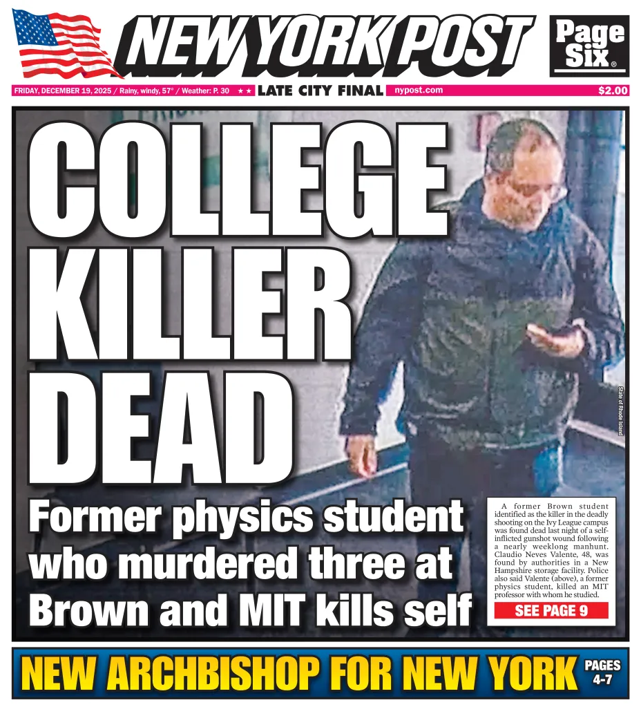 New York Post front page with headline