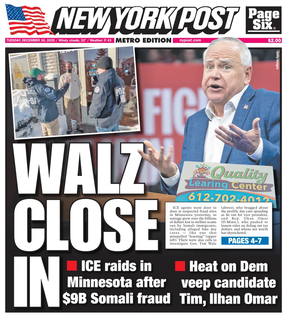 New York Post front page with headlines 