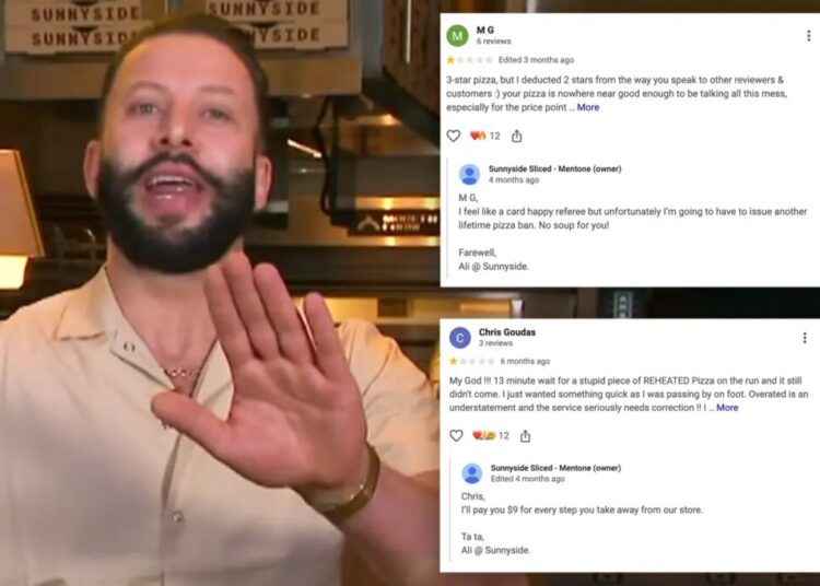 Pizzeria owner defends ‘sassy’ replies to bad reviews as he goes viral