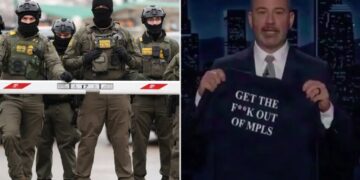 Jimmy Kimmel dons shirt that back’s Minneapolis mayor’s call for ICE to ‘get the f— out’ of city following shooting