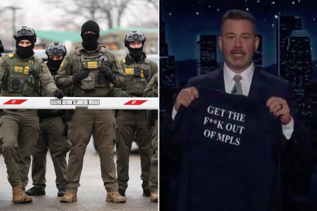 Jimmy Kimmel dons shirt that back’s Minneapolis mayor’s call for ICE to ‘get the f— out’ of city following shooting
